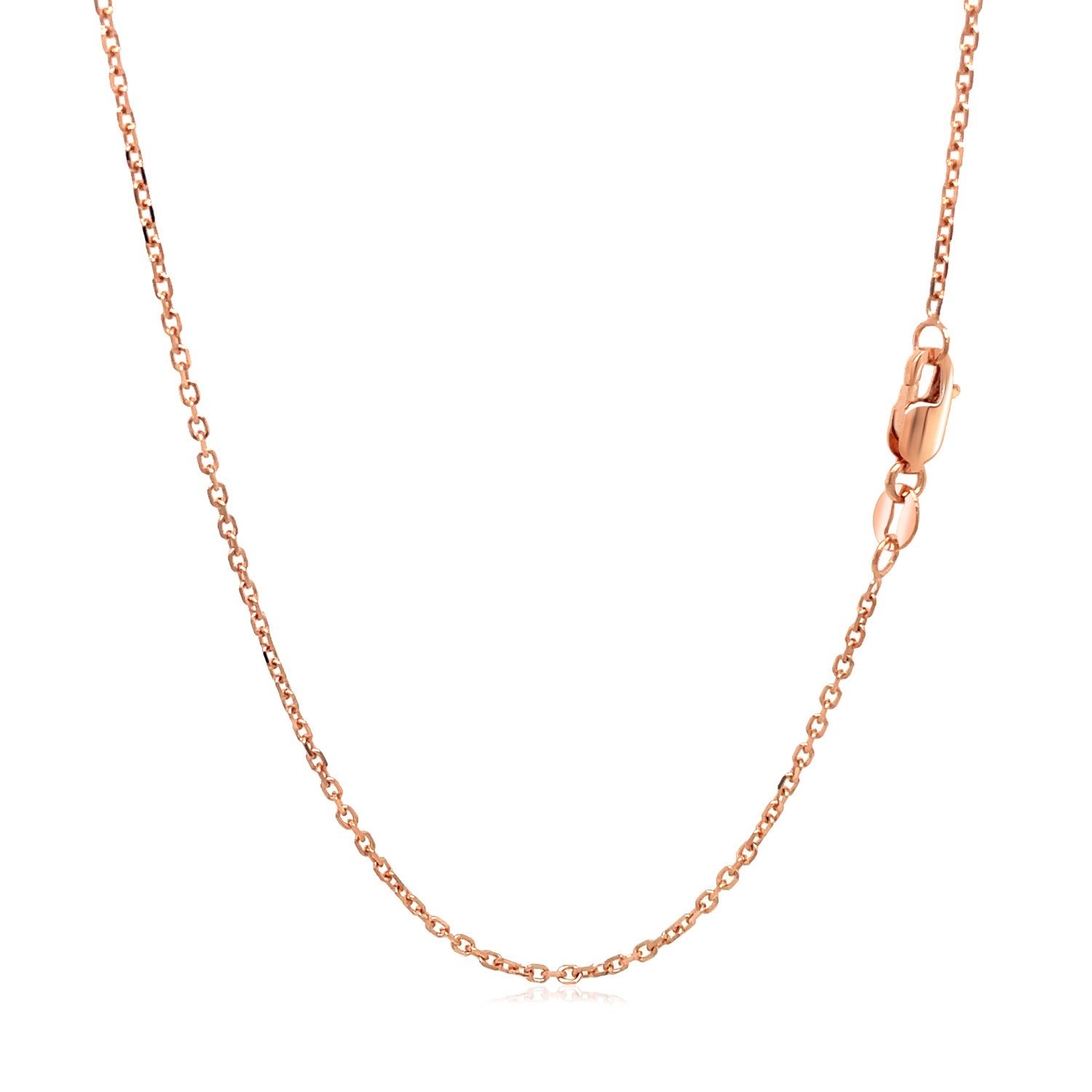 14k rose gold diamond-cut cable link chain with a lobster clasp.