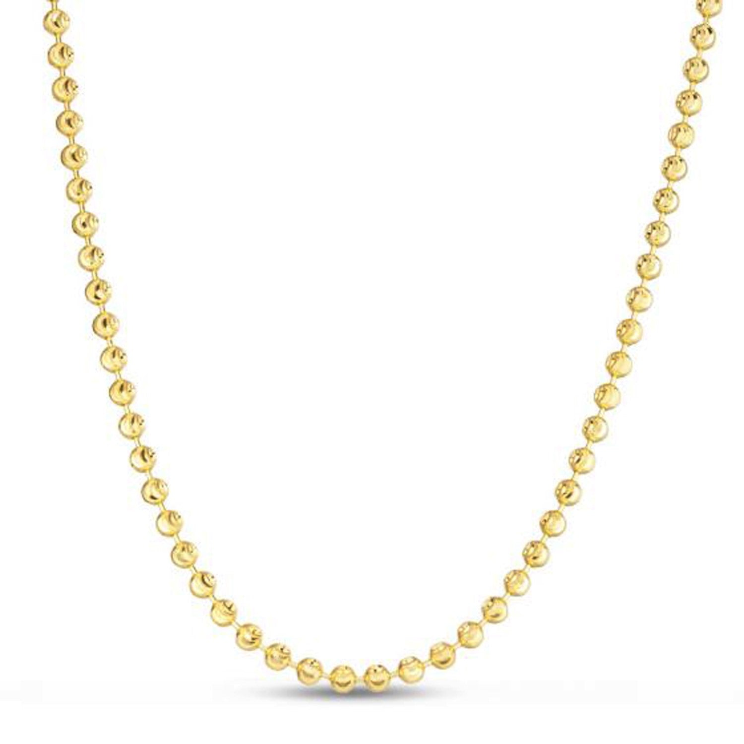 A moon cut bead chain in 14k yellow gold.