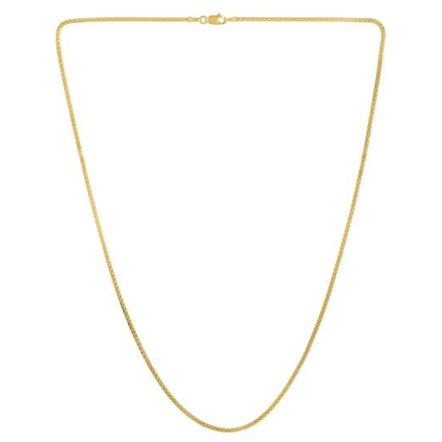 A 14k yellow gold popcorn chain with a lobster clasp.