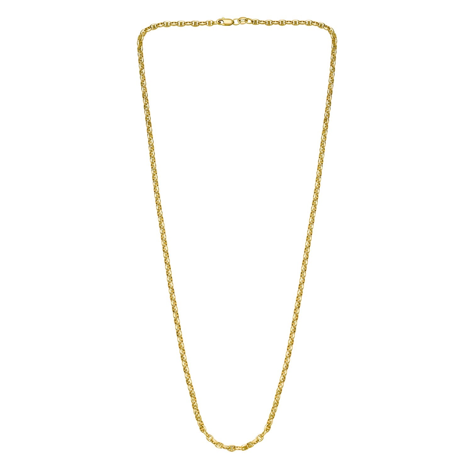 A 14k yellow gold lite anchor chain with a lobster clasp.