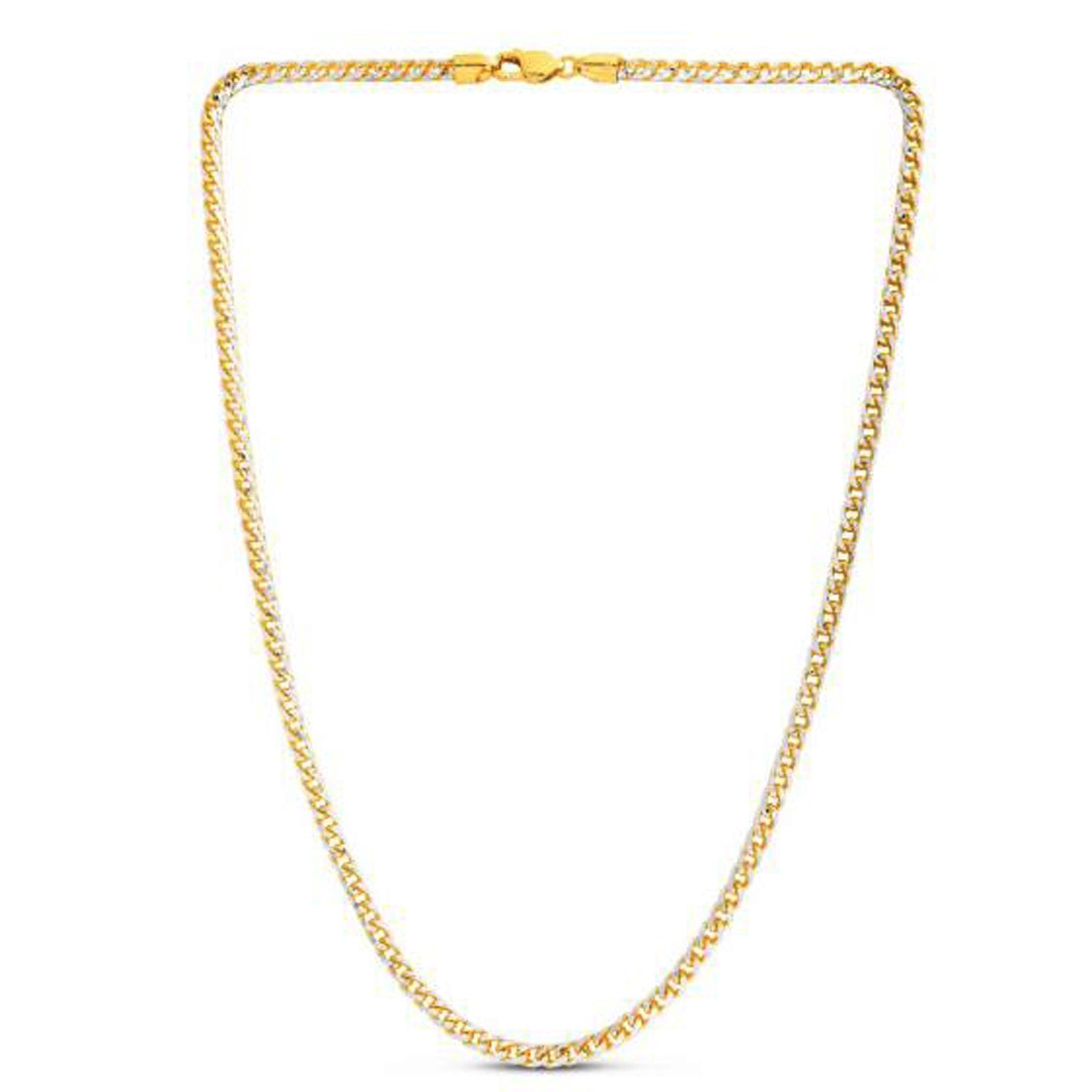A 14k yellow gold round pave Franco chain with a lobster clasp.