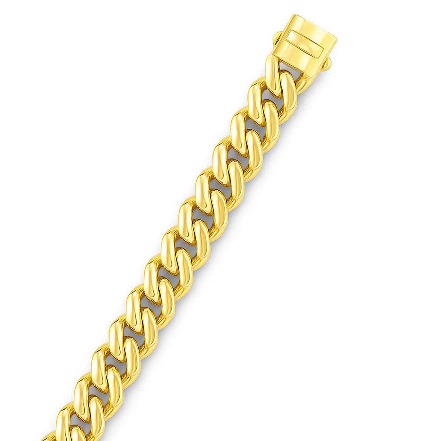 14k yellow gold polished curb chain bracelet with a box clasp.