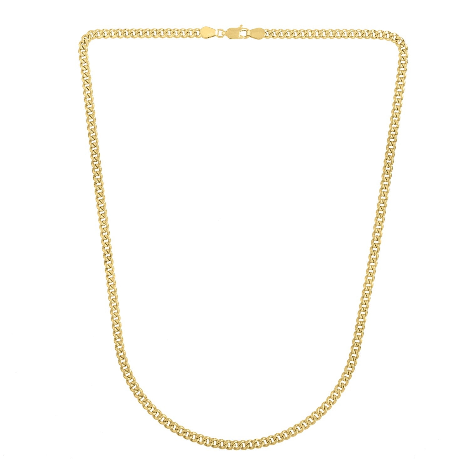 A 14k yellow gold light gourmette chain with a lobster clasp.