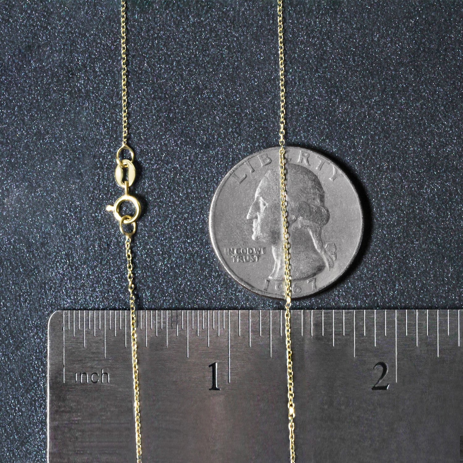 A 10k yellow gold diamond cut cable link chain with a lobster clasp.
