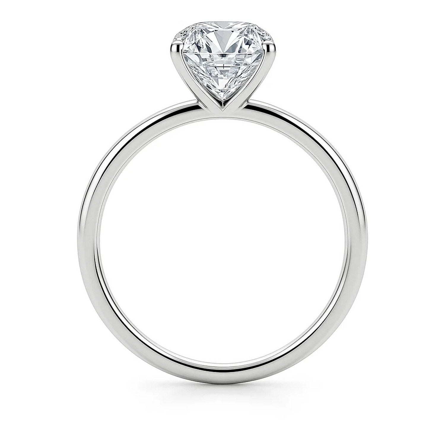 A 5 carat round lab-grown diamond solitaire ring in 10K white gold.