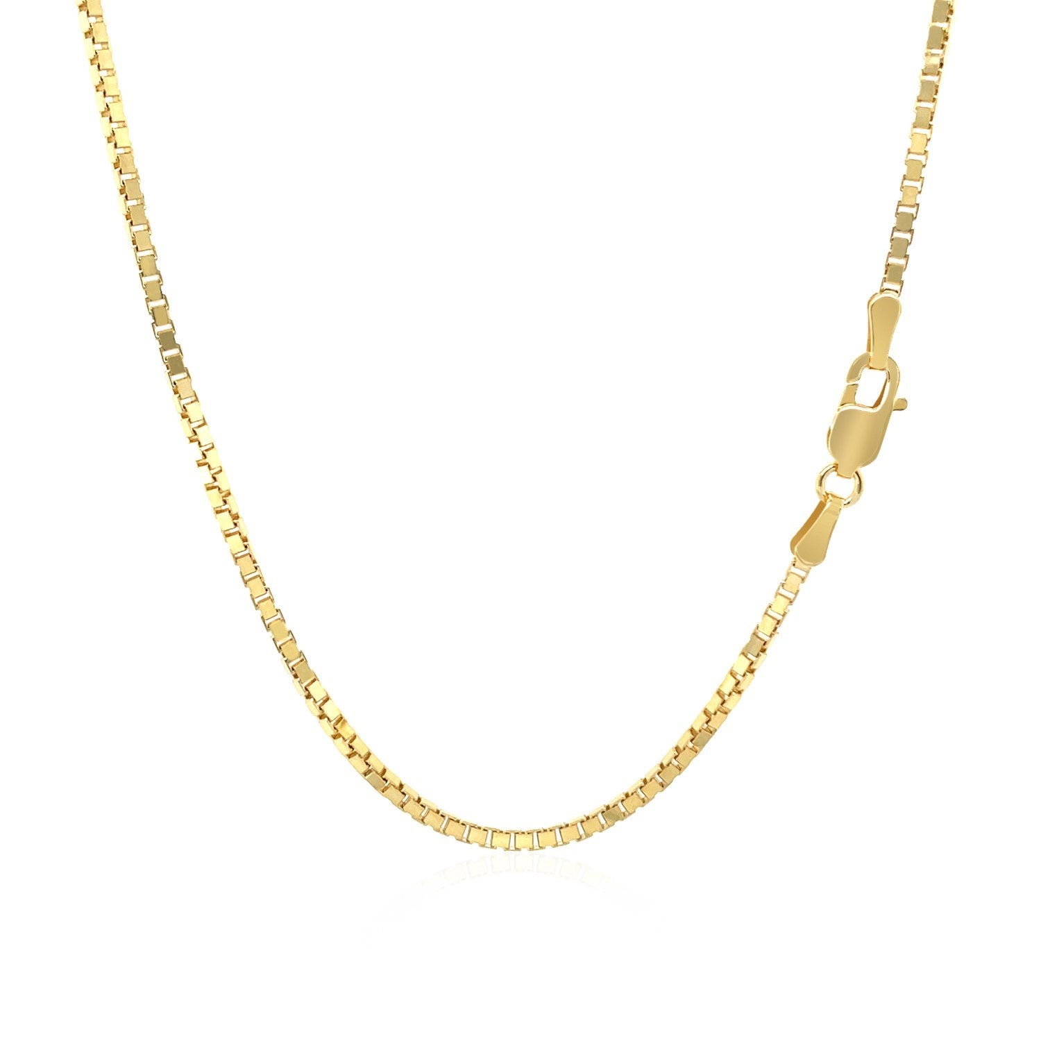 10k yellow gold classic box chain with a lobster clasp.