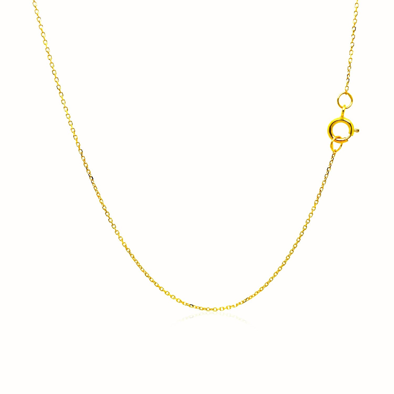 14k yellow gold diamond cut cable link chain with a spring ring clasp.