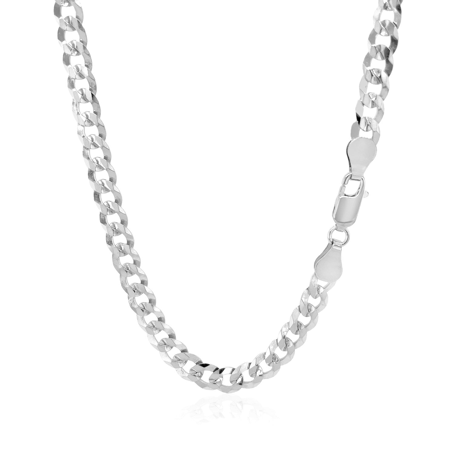 Rhodium plated sterling silver curb chain with a lobster clasp.