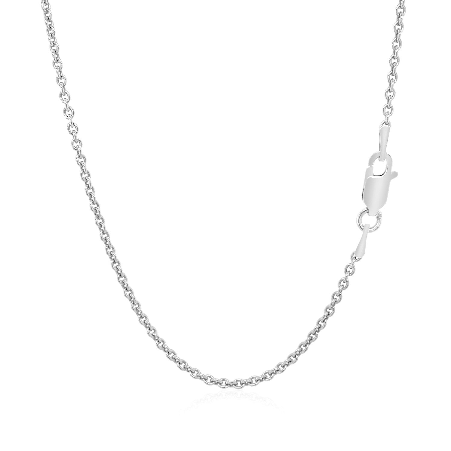 Sterling silver rhodium-plated round cable chain with a lobster clasp.