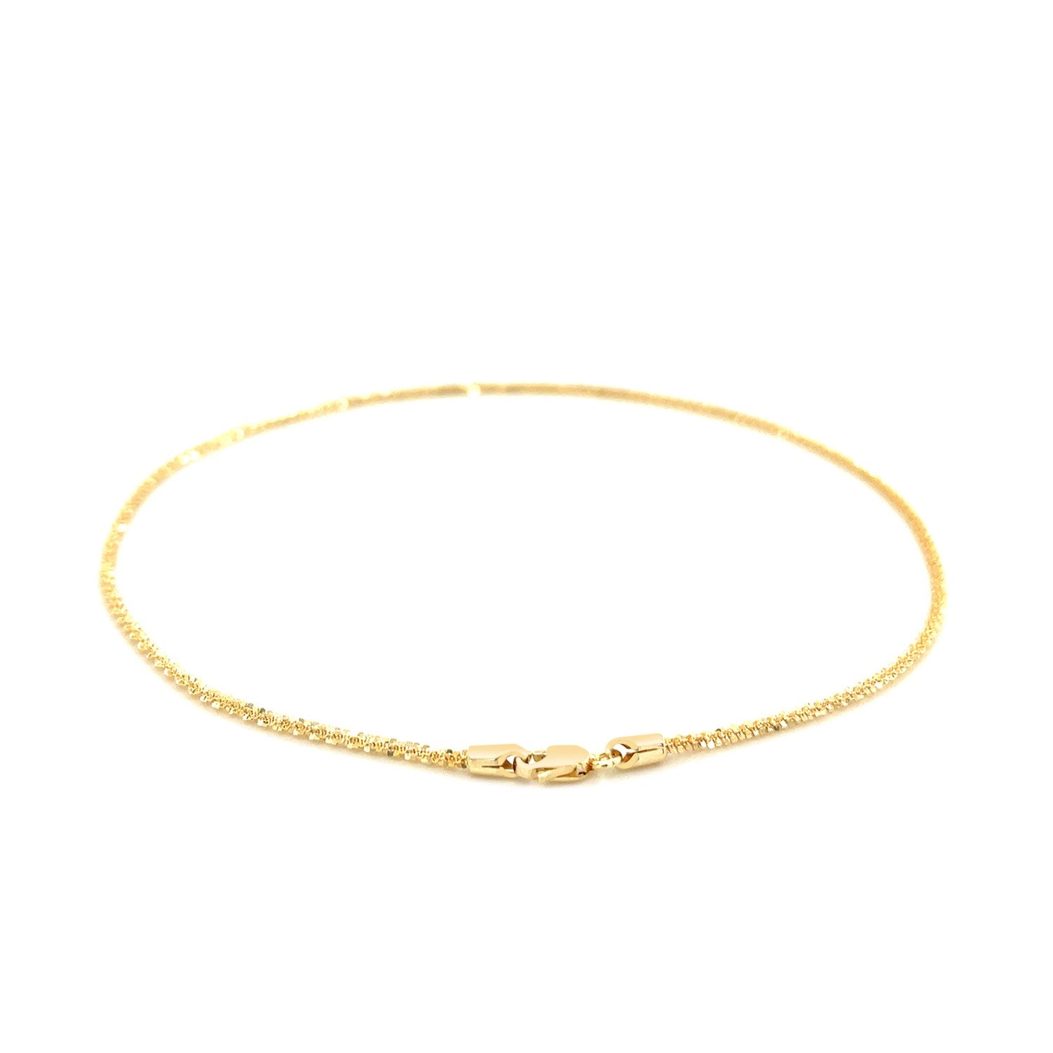 10k yellow gold sparkle anklet with a lobster clasp.