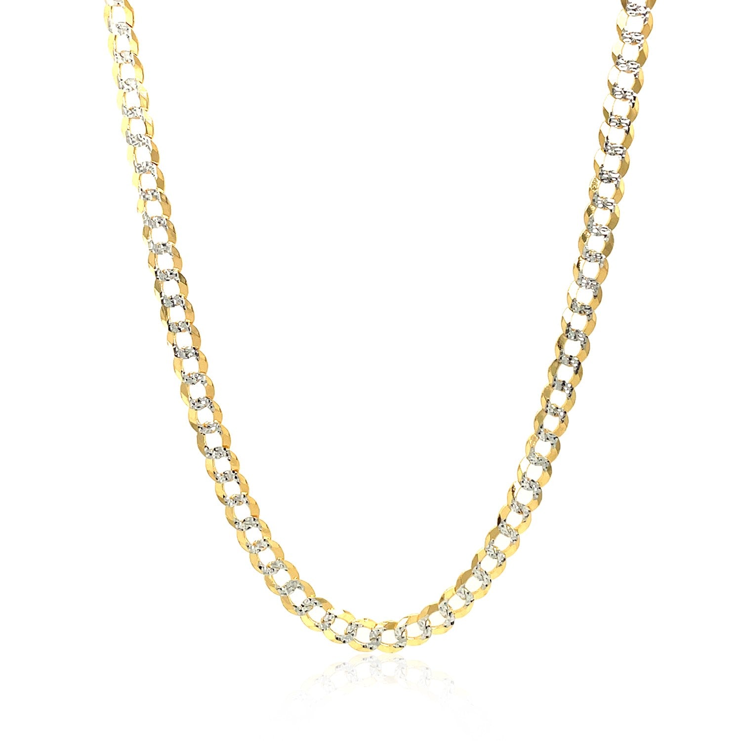 14k two-tone gold pave curb chain with a lobster clasp.