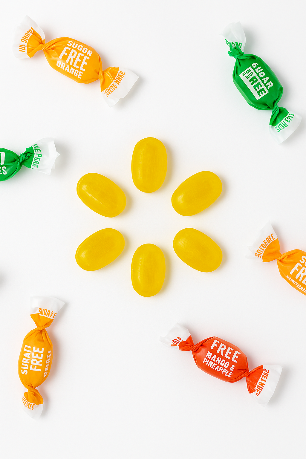 Andy Anand Sugar-Free Italian Ginger Candy (55 pc, 7 oz) | Orange, Mango, Lemon, Made in Italy | Local SoCal Bakery