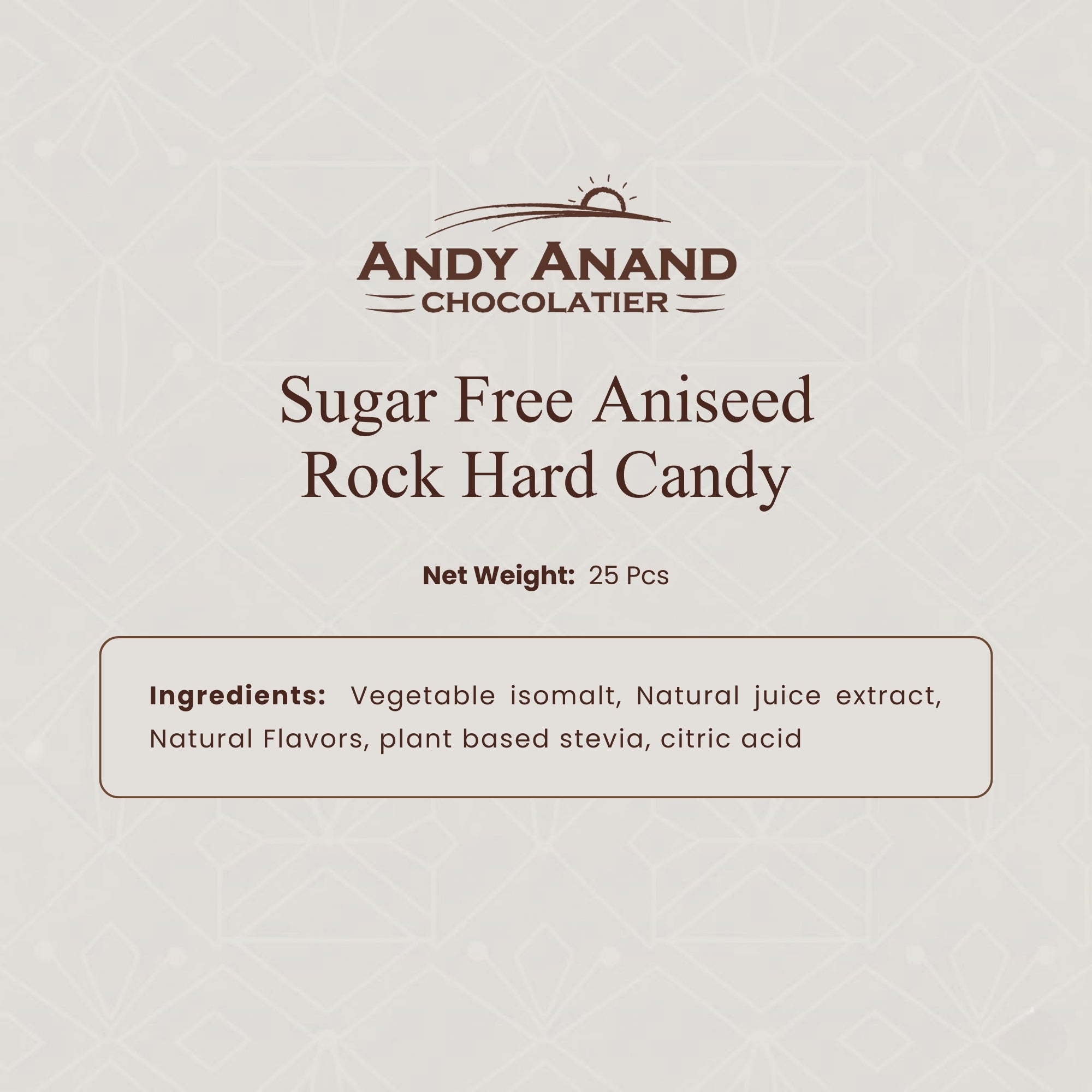 Andy Anand Sugar-Free Aniseed Rock Hard Candy (25 pc) | Sugar-Free & Keto Candy | Local SoCal Bakery