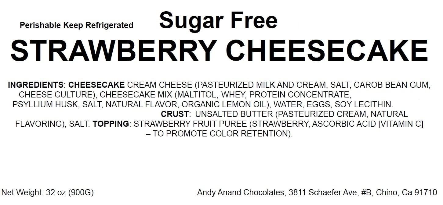 Andy Anand Sugar-Free Gluten-Free Strawberry Cheesecake (9-inch, 3.4 lbs) | Sugar-Free, Gluten-Free | Local SoCal Bakery