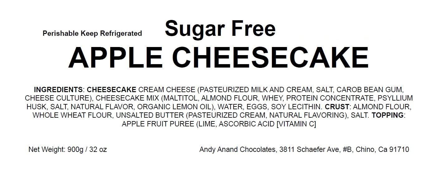 Andy Anand Sugar-Free Apple Cheesecake (9-inch, 2.6 lbs) | Sugar-Free Cheesecake | Local SoCal Bakery
