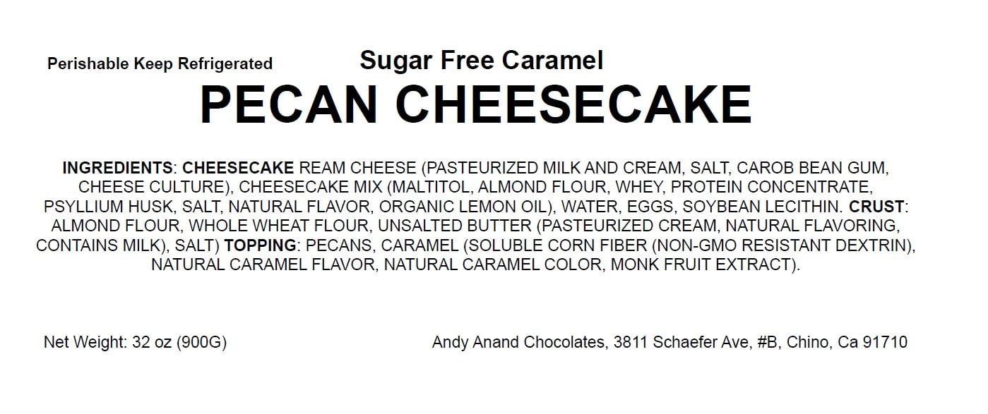 Andy Anand Sugar-Free Caramel Pecan Cheesecake (9-inch, 2.8 lbs) | Sugar-Free Cheesecake | Local SoCal Bakery