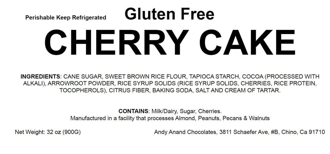 Andy Anand Gluten-Free Cherry Cake (9-inch, 2.9 lbs) | Hand-Baked Bakery Cake | Local SoCal Bakery