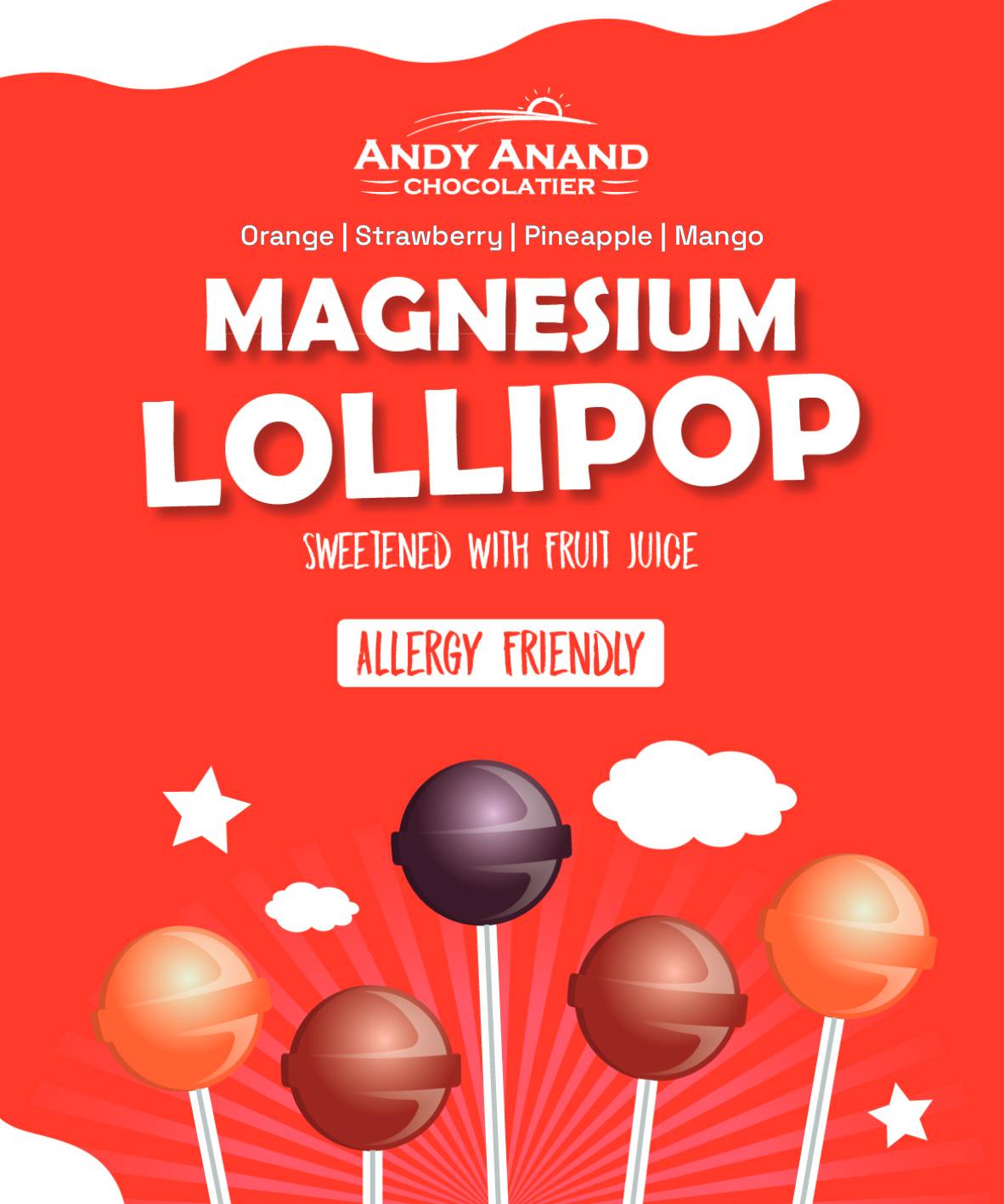 Andy Anand Sugar-Free Magnesium Lollipops & Sweet-Calm Combo (29-31 ct, 8.8 oz) | Kids Magnesium Pops | Local SoCal Bakery