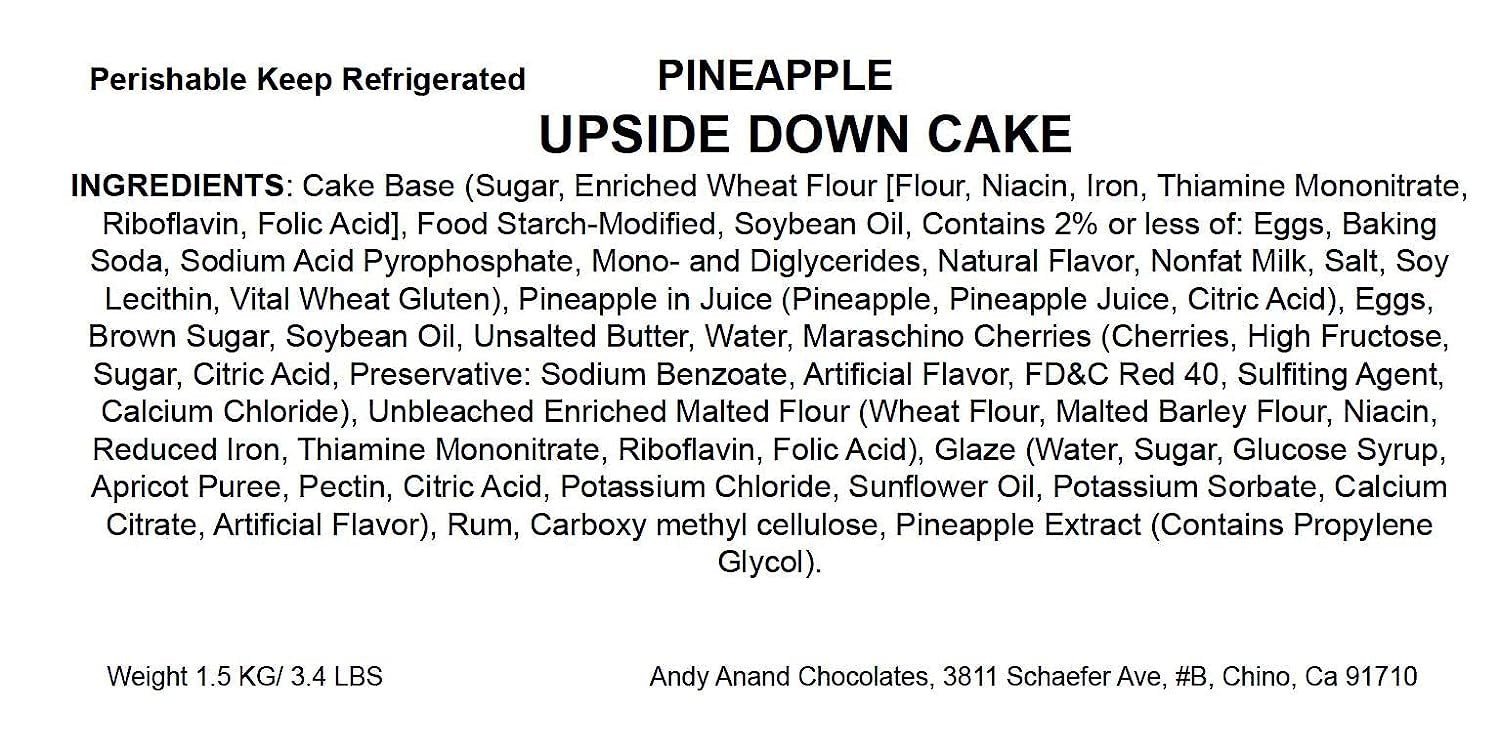 Andy Anand Traditional Pineapple Upside-Down Cake (10-inch, 2.6 lbs) | Hand-Baked Bakery Cake | Local SoCal Bakery