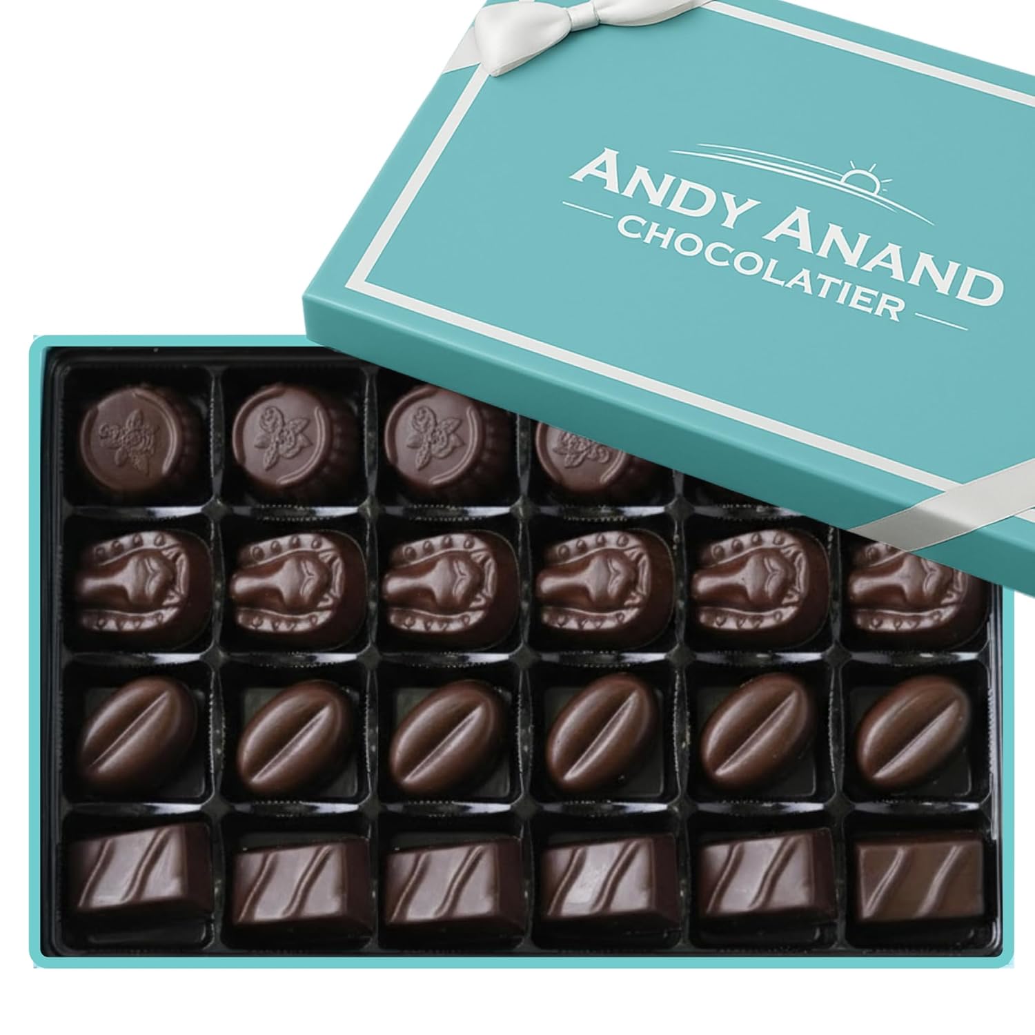 Andy Anand Sugar-Free Vegan Dark Chocolate Truffles (24 pc) | 60% Cocoa Butter, Dairy/Soy/Sesame-Free Gift Box | Local SoCal Chocolatier