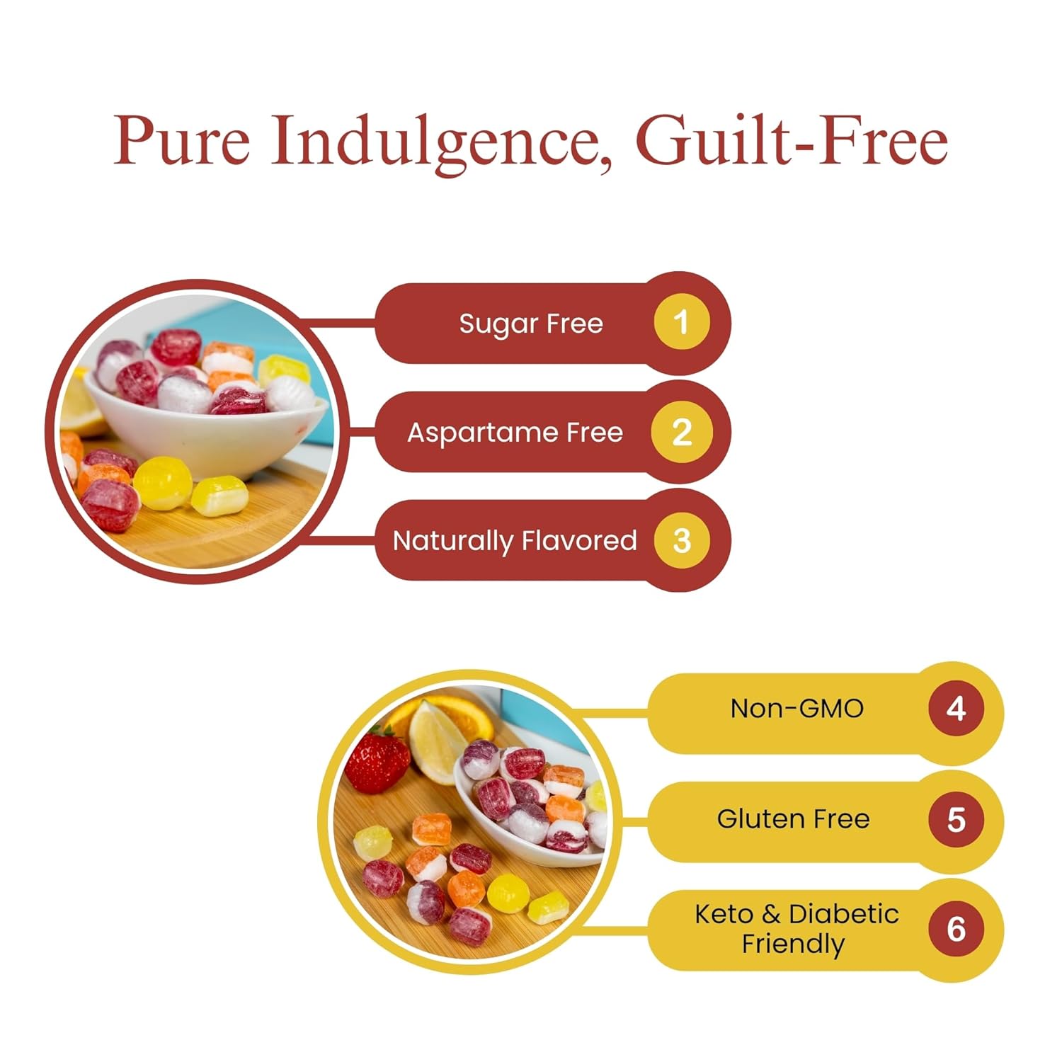 Andy Anand Sugar-Free Trio Hard Candy (Strawberry, Orange, Lemon, 25 pc) | Sugar-Free & Keto Candy | Local SoCal Bakery