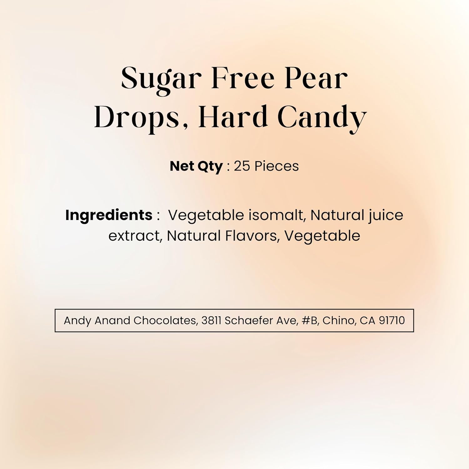 Andy Anand Sugar-Free Pear Drop Hard Candy (25 pc) | European Imported, Sugar-Free & Keto | Local SoCal Bakery