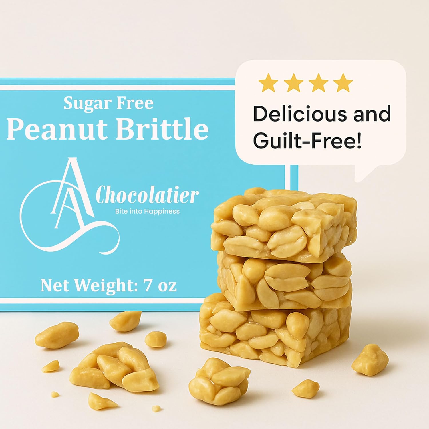 Andy Anand Sugar-Free Peanut Brittle (1 lb) | No Added Sugar, Healthy Brittle | Local SoCal Bakery