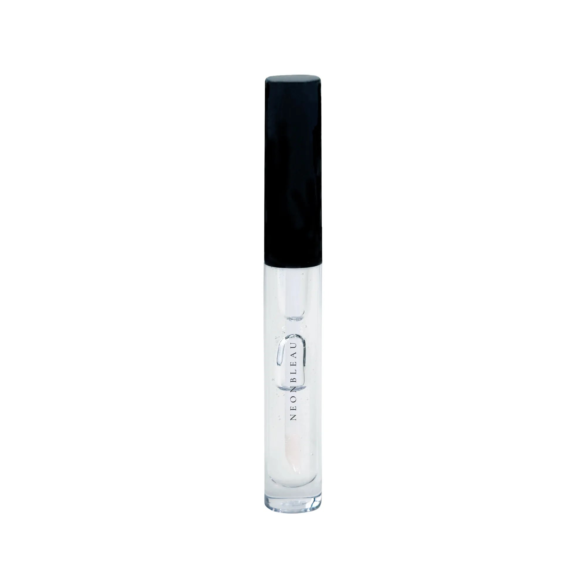 Clear lip gloss in a tube with a black cap.