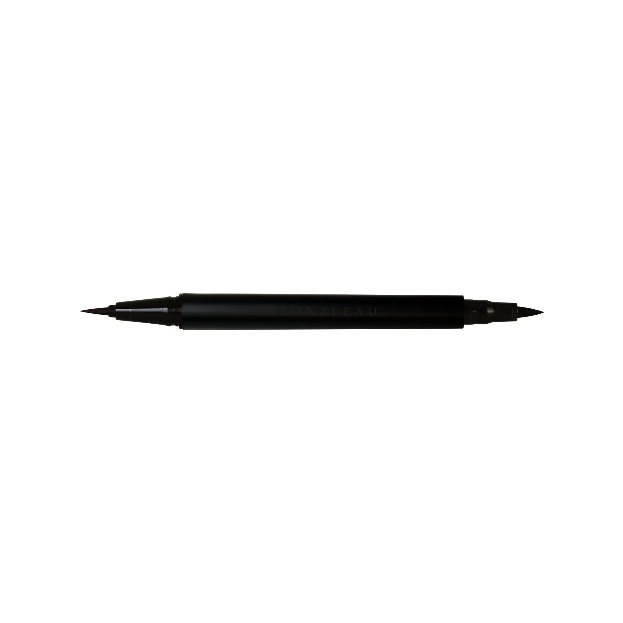 Black dual-tip eye definer pen with a fine brush and a felt tip.