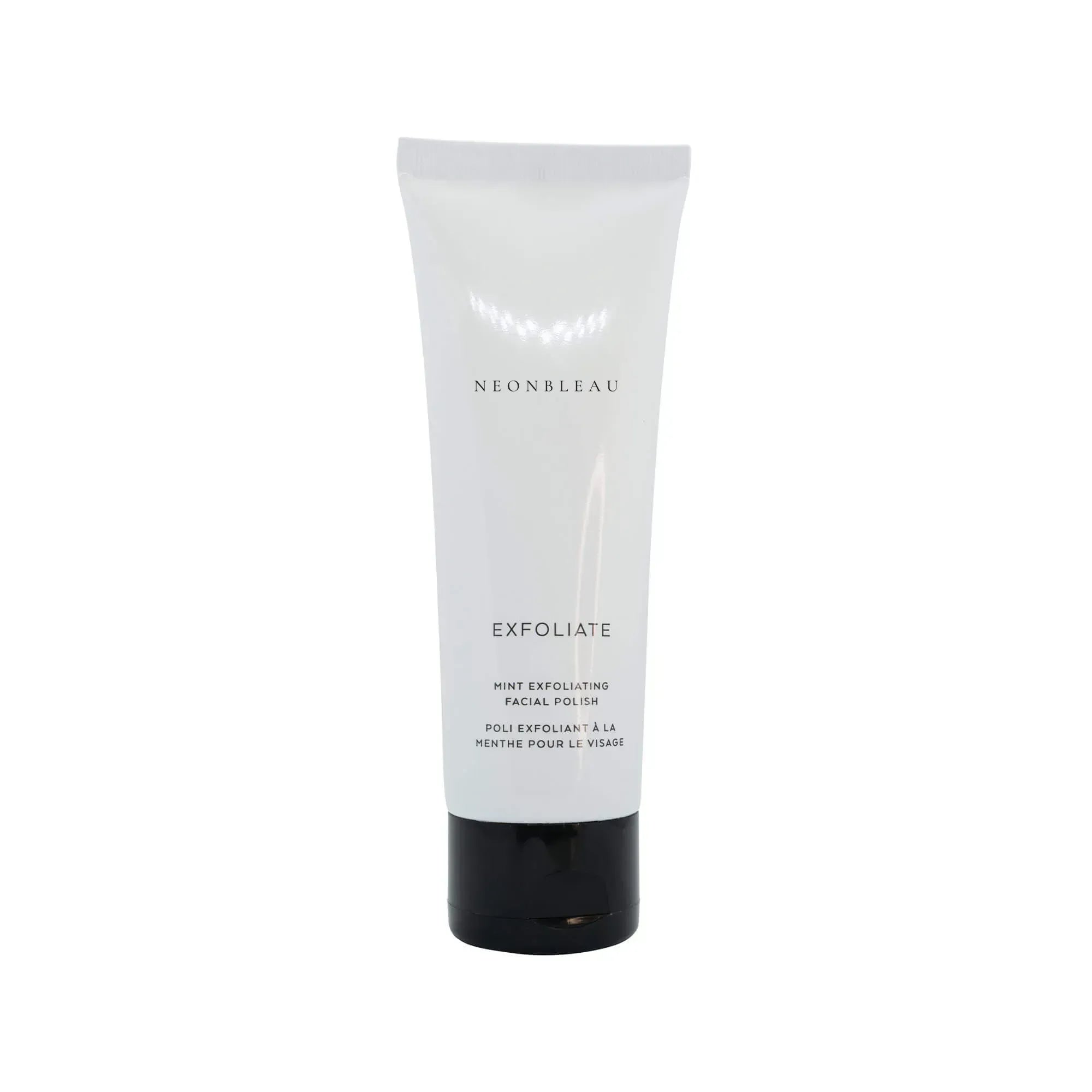 A white tube of Neonbleau Mint Exfoliating Facial Polish with a black cap.