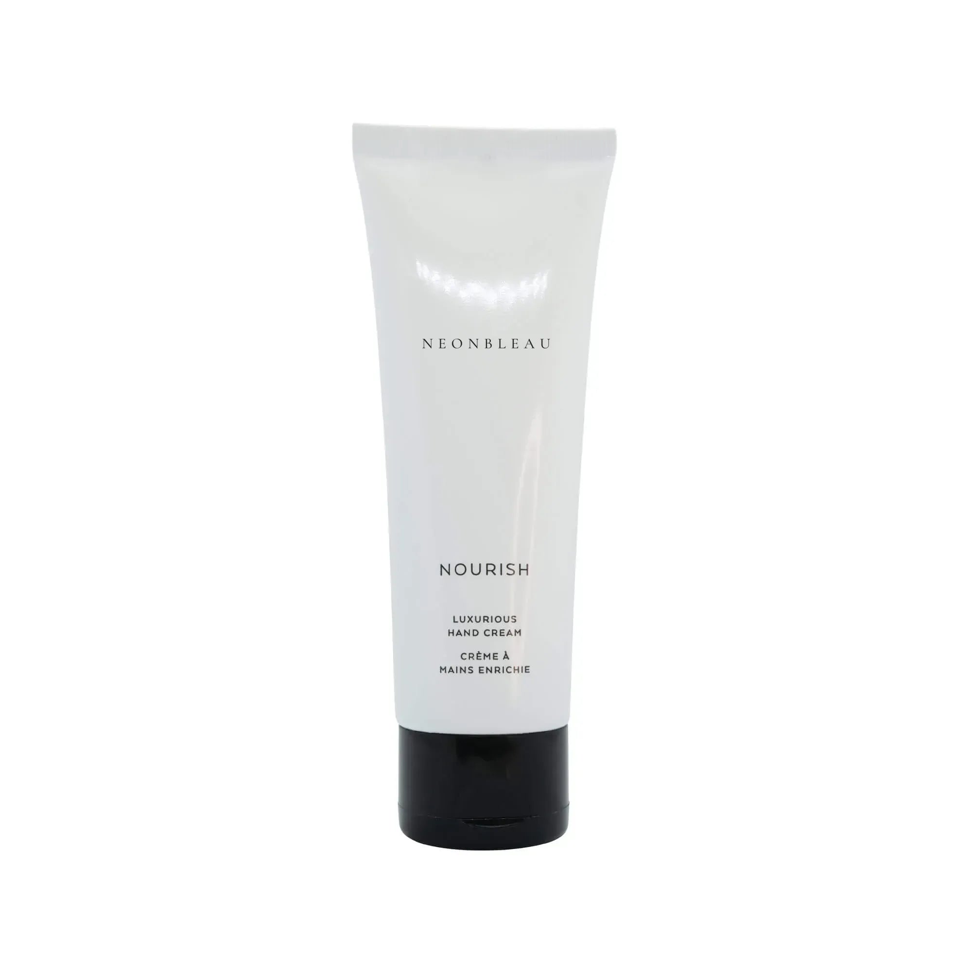 White tube of Nourish Hand Cream with a black cap.
