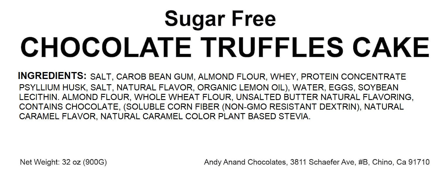 Andy Anand Sugar-Free Chocolate Truffle Cake (2 lbs) | Keto & Diabetic-Friendly | SoCal Bakery