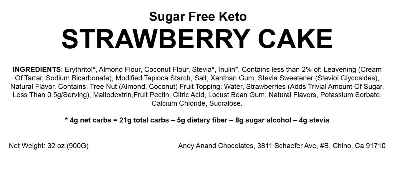Andy Anand Sugar-Free Keto Chocolate Strawberry Layer Cake (9-inch, 2 lbs) | Diabetic-Friendly | SoCal Bakery