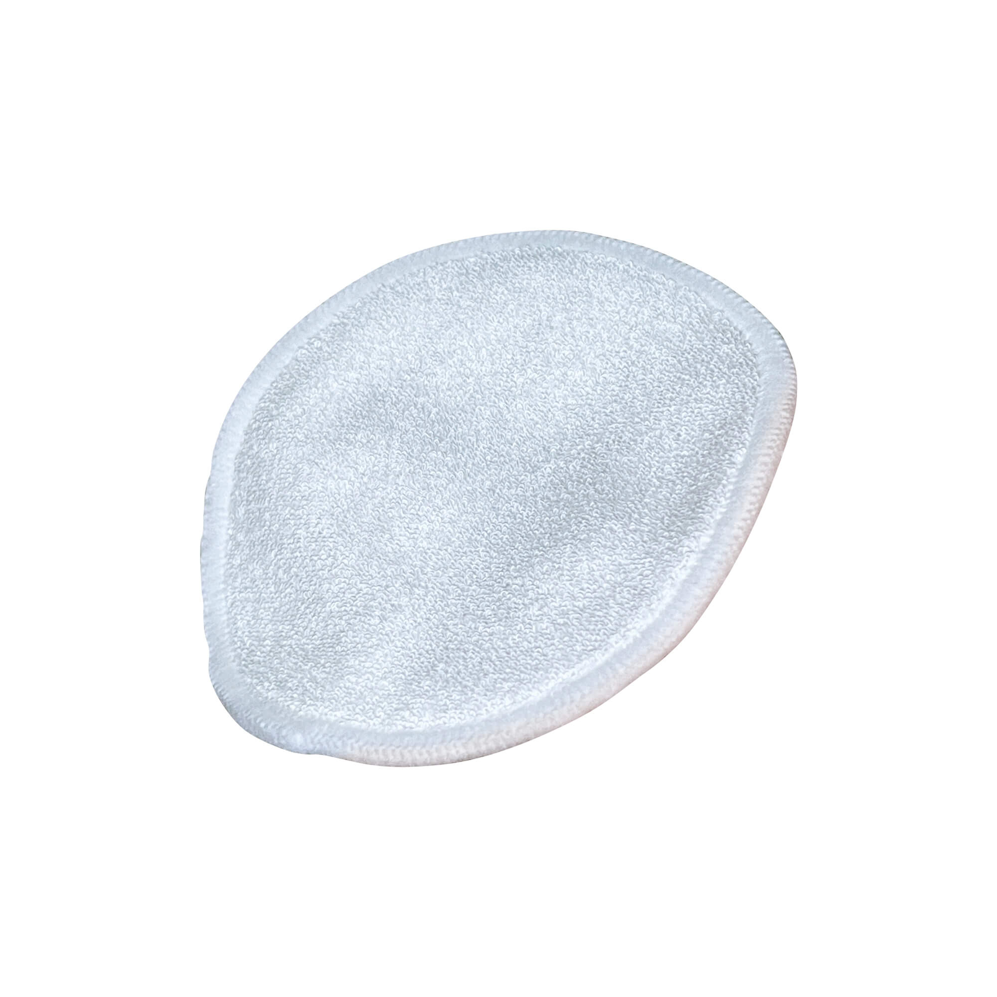 A single white reusable bamboo cotton round is shown on a white background.