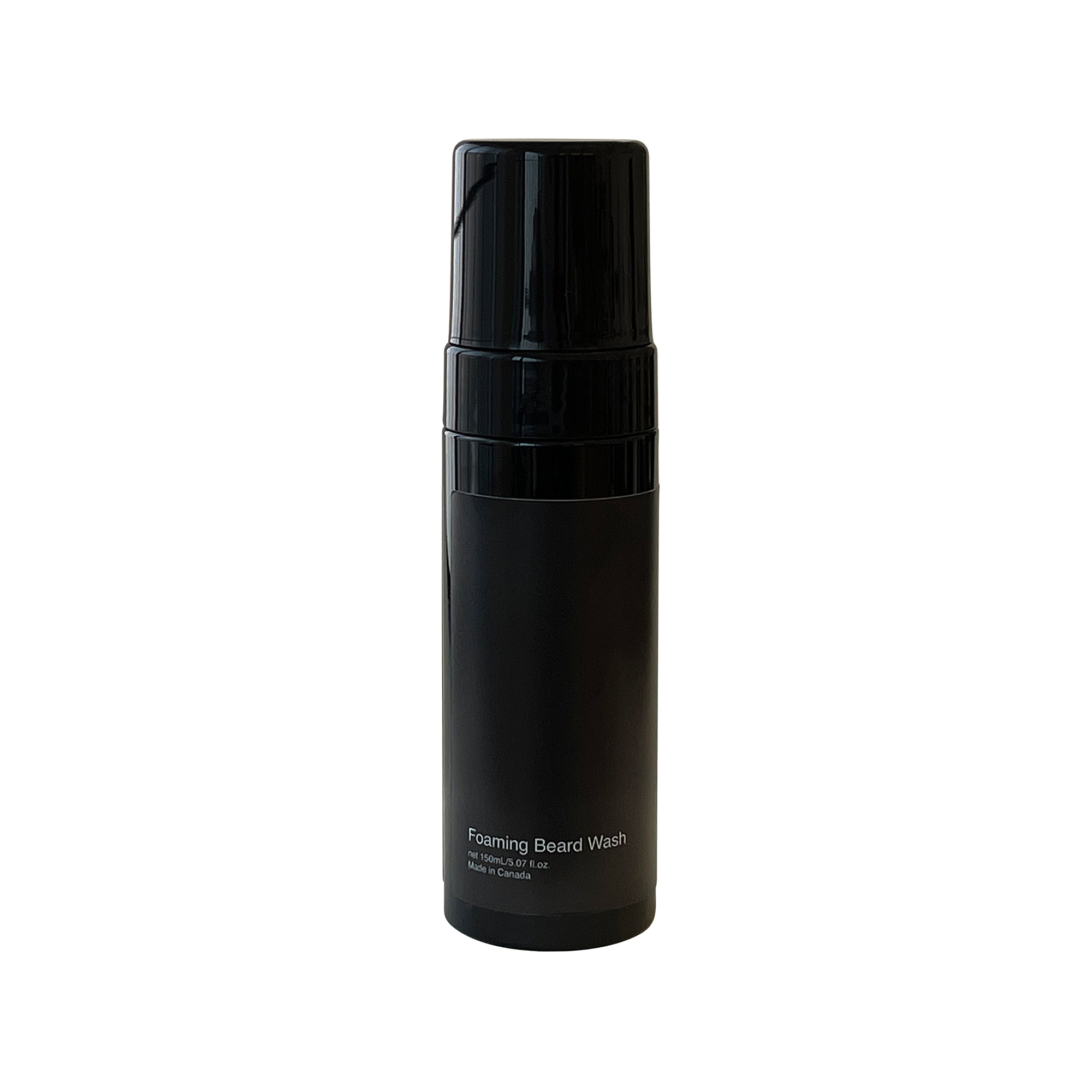 Black bottle of Foaming Beard Wash, net 150ml/5.07 fl.oz., Made in Canada.