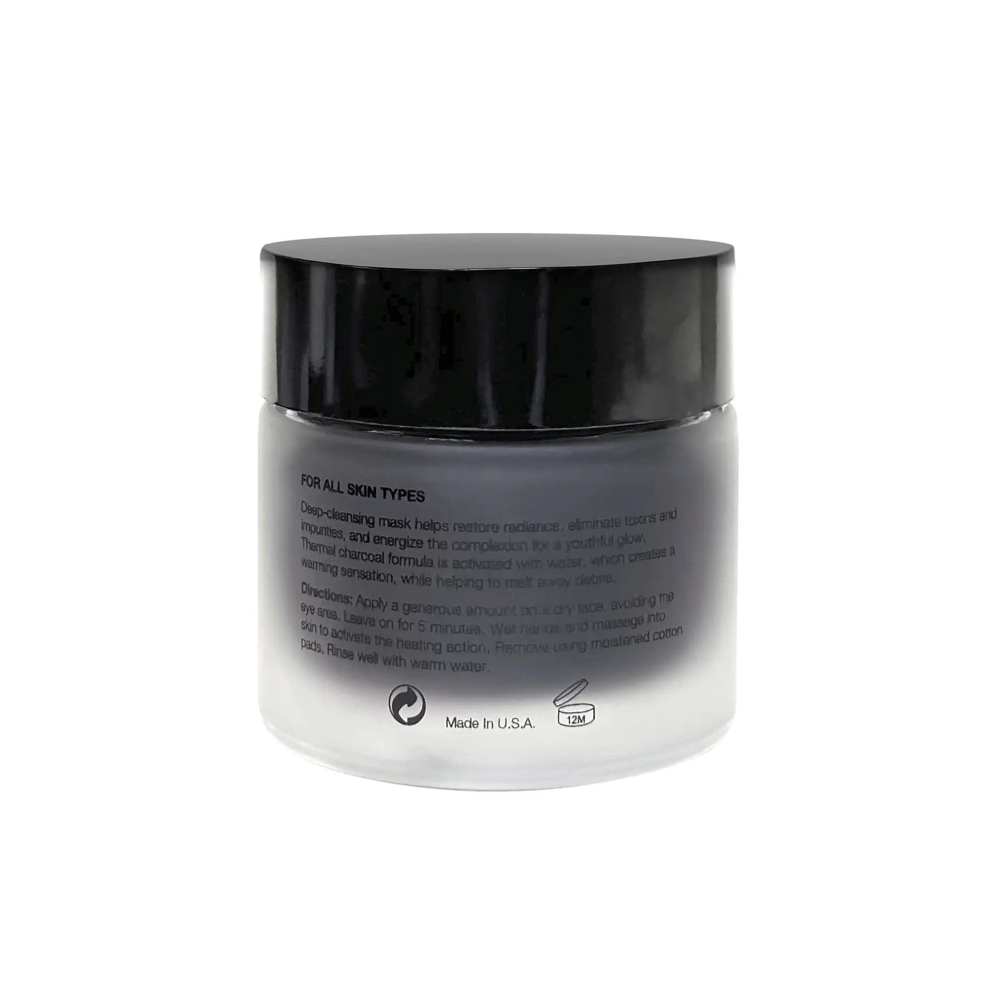 A black and gray jar of Glow Mask with product information on the side.