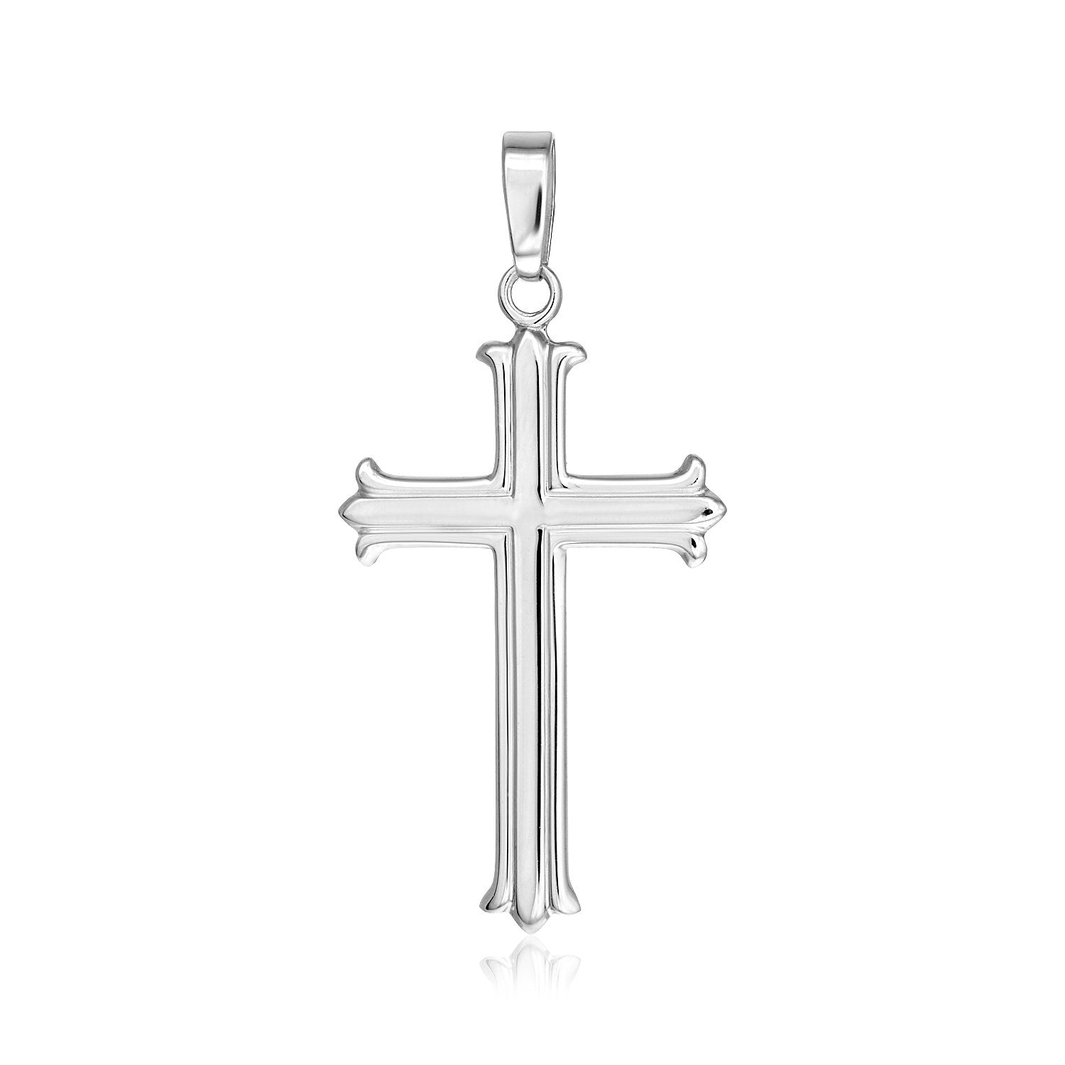 Sterling silver textured Gothic cross pendant with a bail.