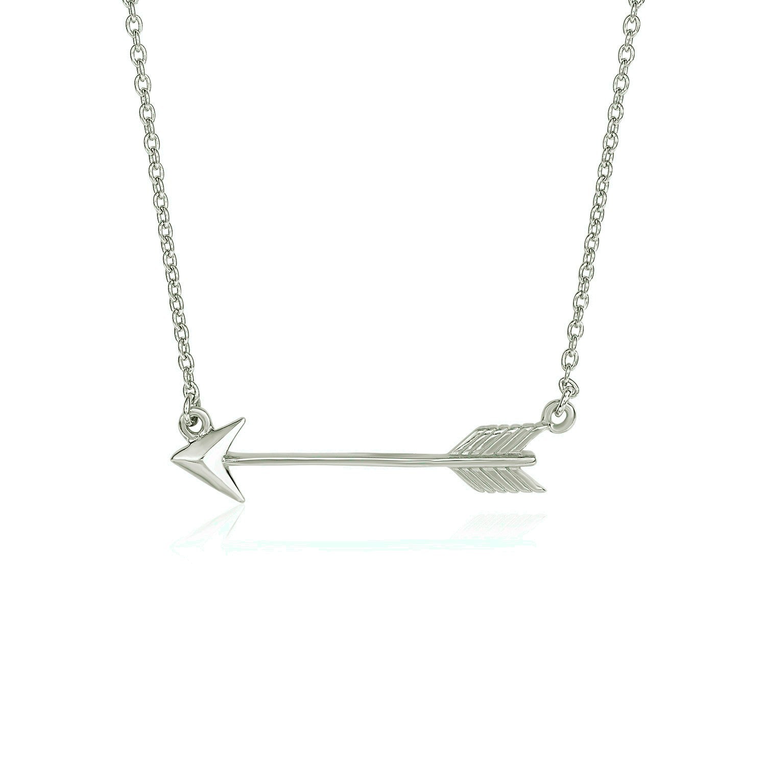 Sterling silver arrow necklace with a polished finish.