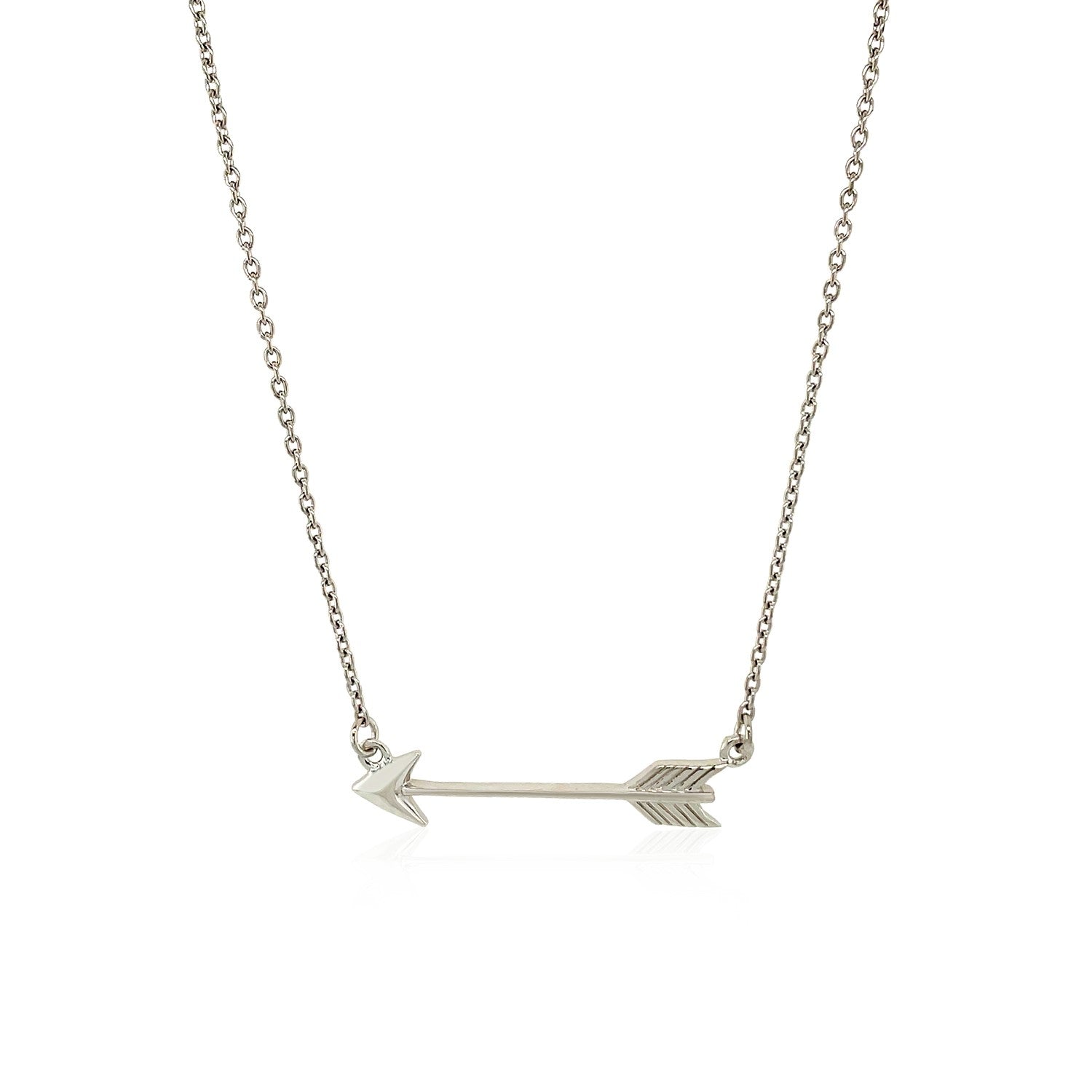 Sterling silver necklace featuring an arrow pendant with a contrasting finish.