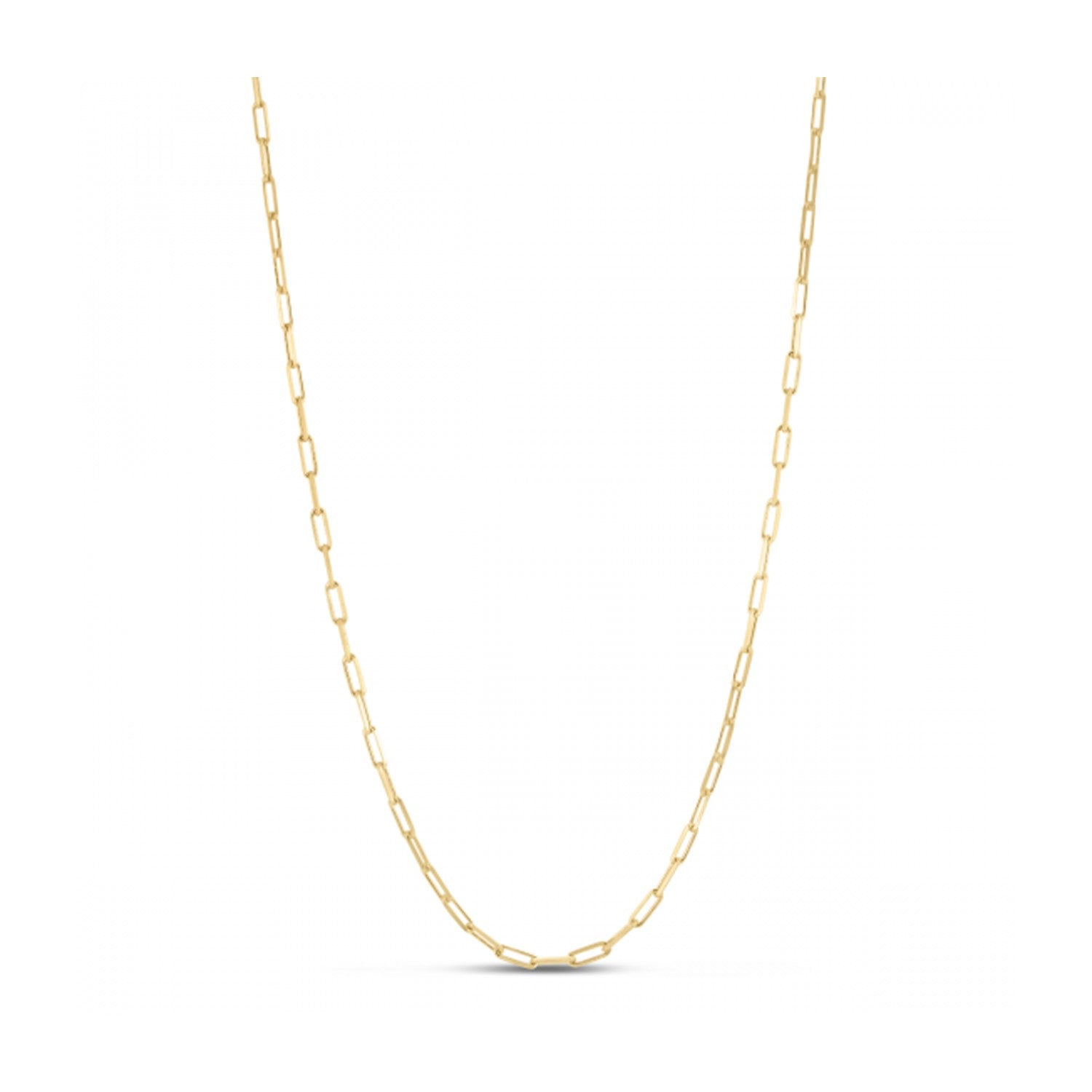 A gold-plated sterling silver paperclip chain.