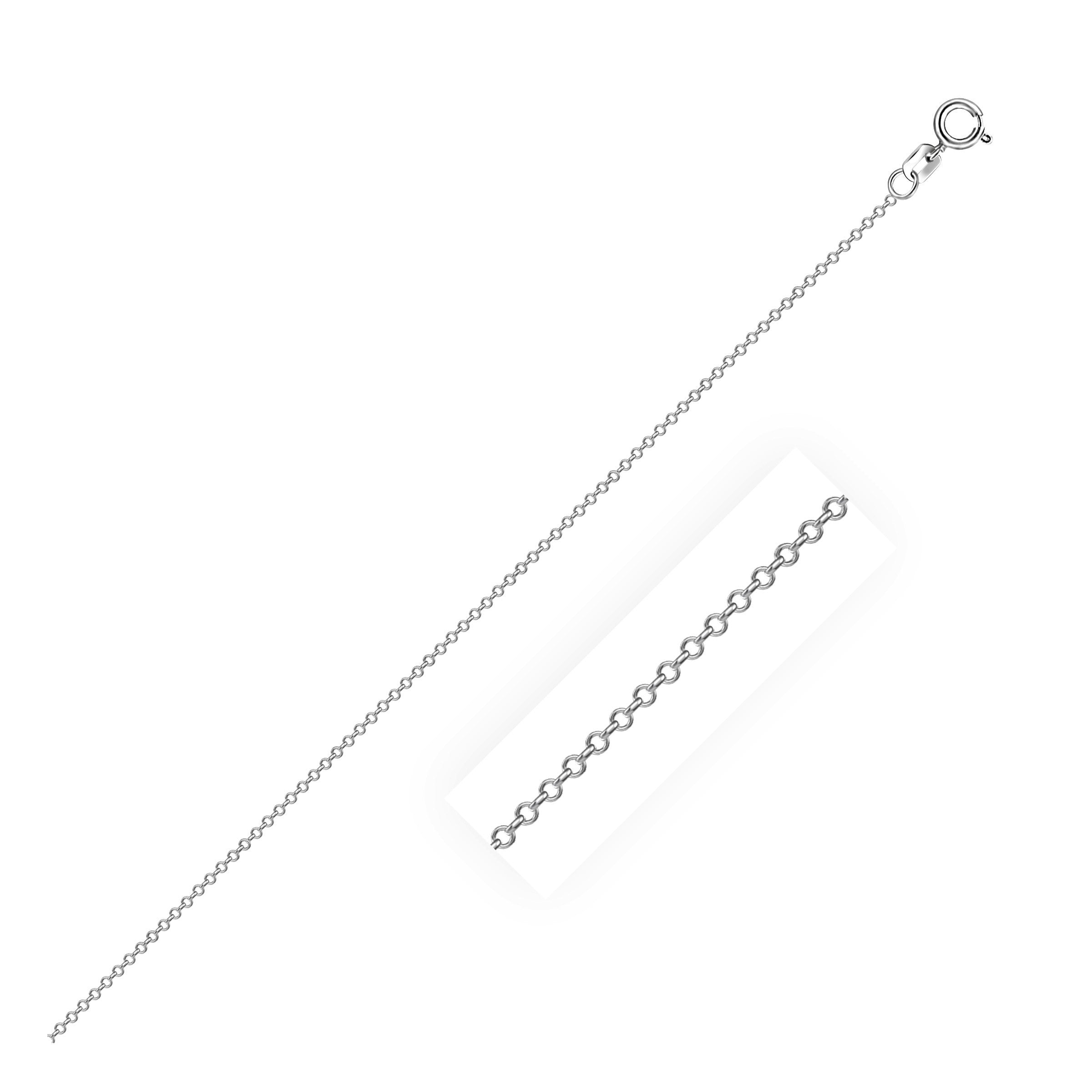Sterling silver rhodium-plated cable chain with a spring ring clasp.