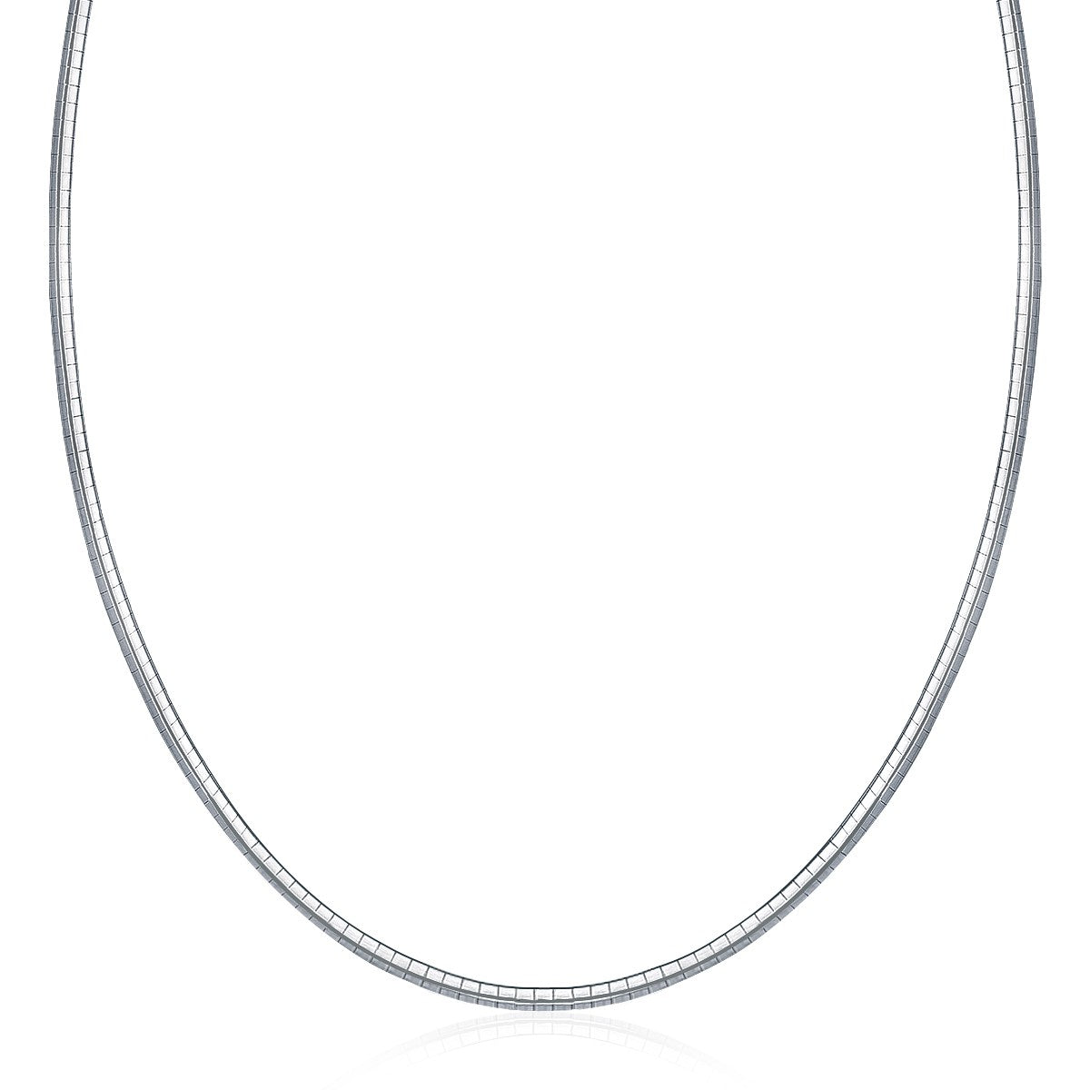 Sterling silver classic omega chain necklace, 3.0mm wide.