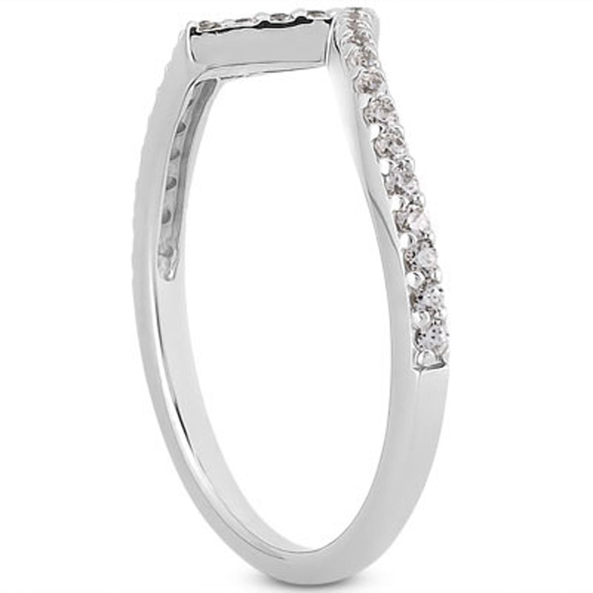 14k white gold zig-zag pave diamond wedding band.