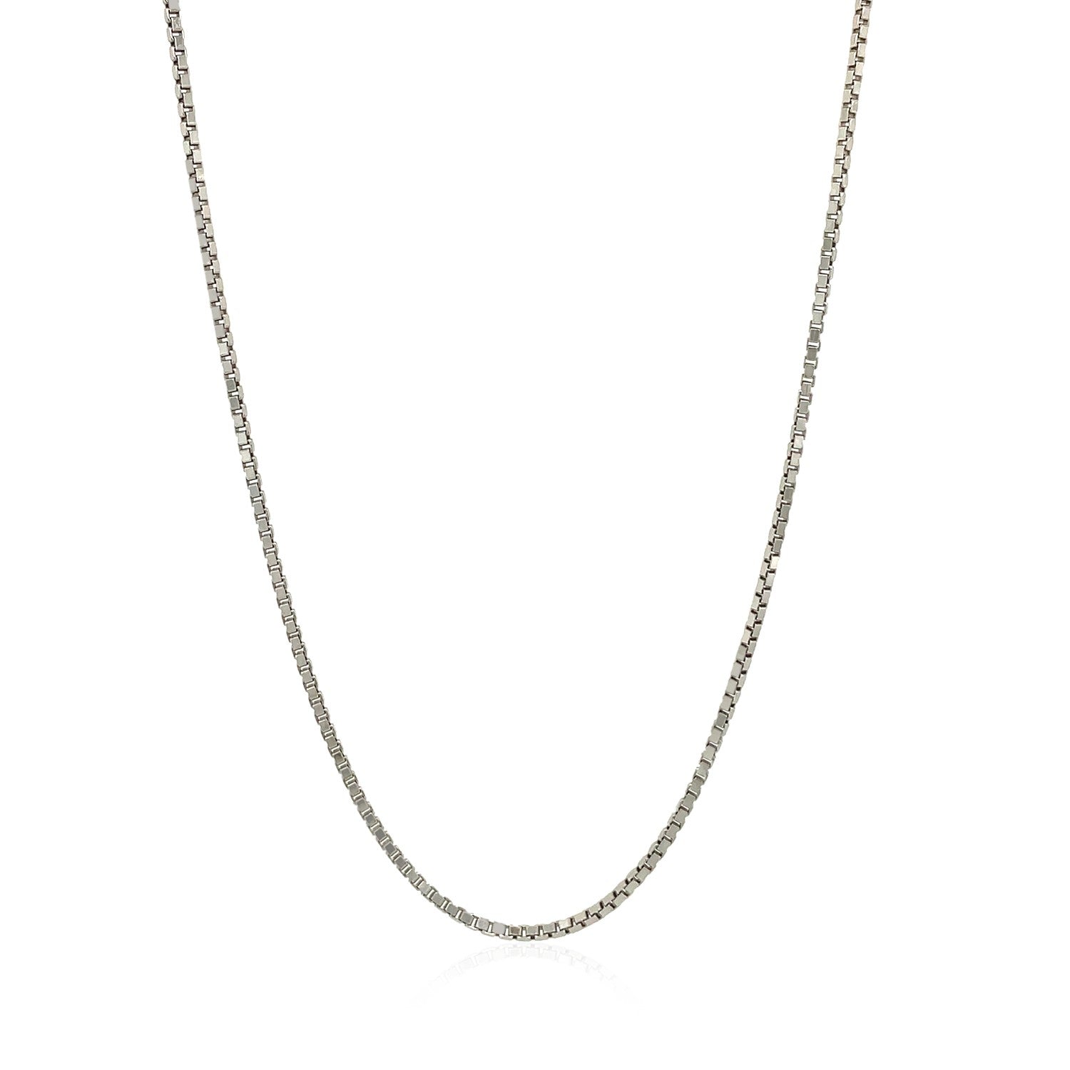 Sterling silver 1.4mm adjustable box chain with a lobster clasp.