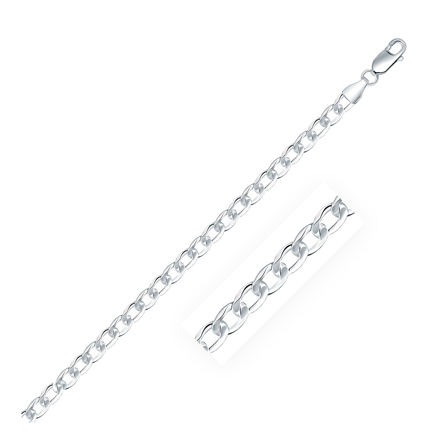 Rhodium-plated sterling silver curb chain with a lobster clasp.
