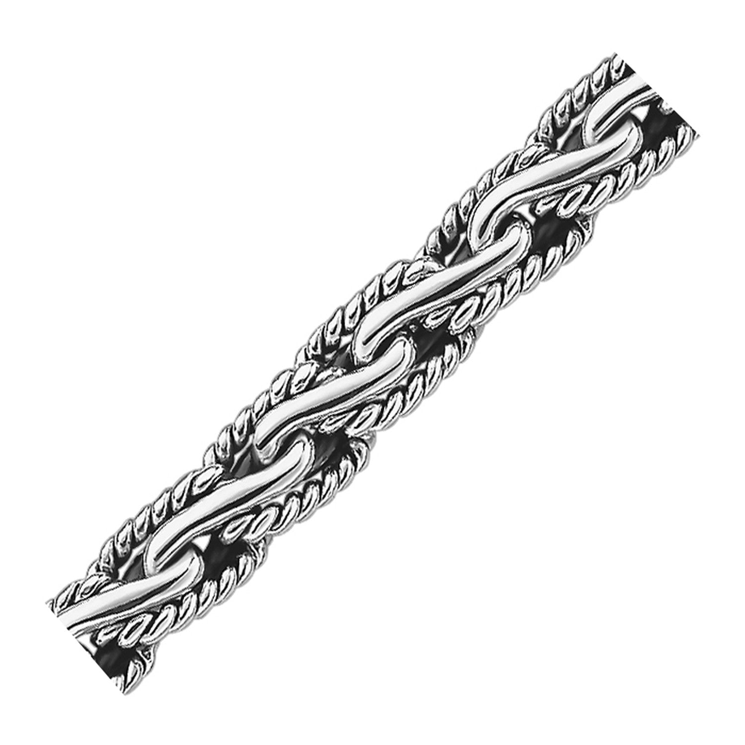Oxidized sterling silver men's chain bracelet in a cable motif.