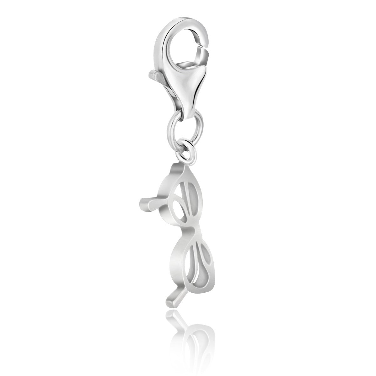 Sterling silver eyeglasses charm with a lobster clasp.