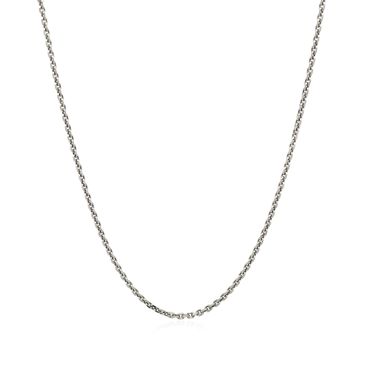 Sterling silver rhodium-plated cable chain with a lobster clasp.