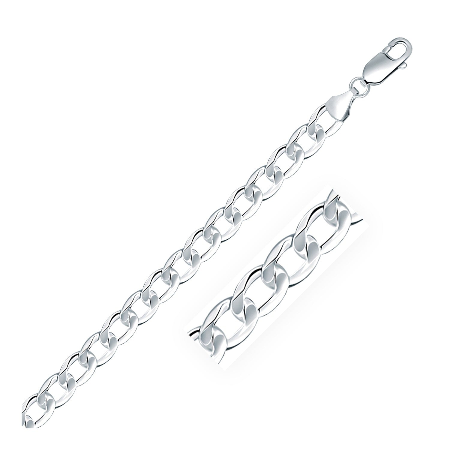 Rhodium-plated sterling silver curb chain with a lobster clasp.