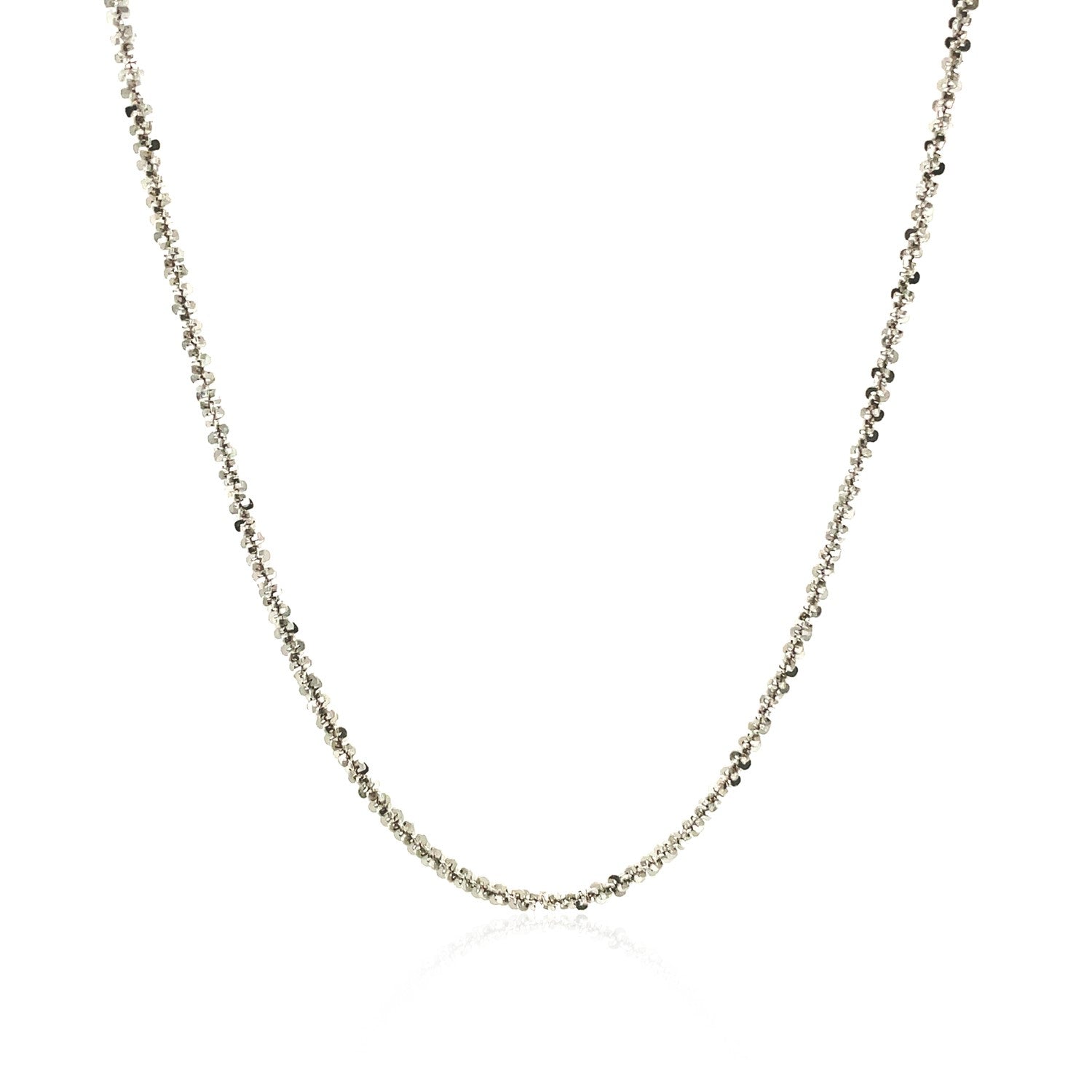 Rhodium plated sterling silver sparkle style chain with a lobster clasp.